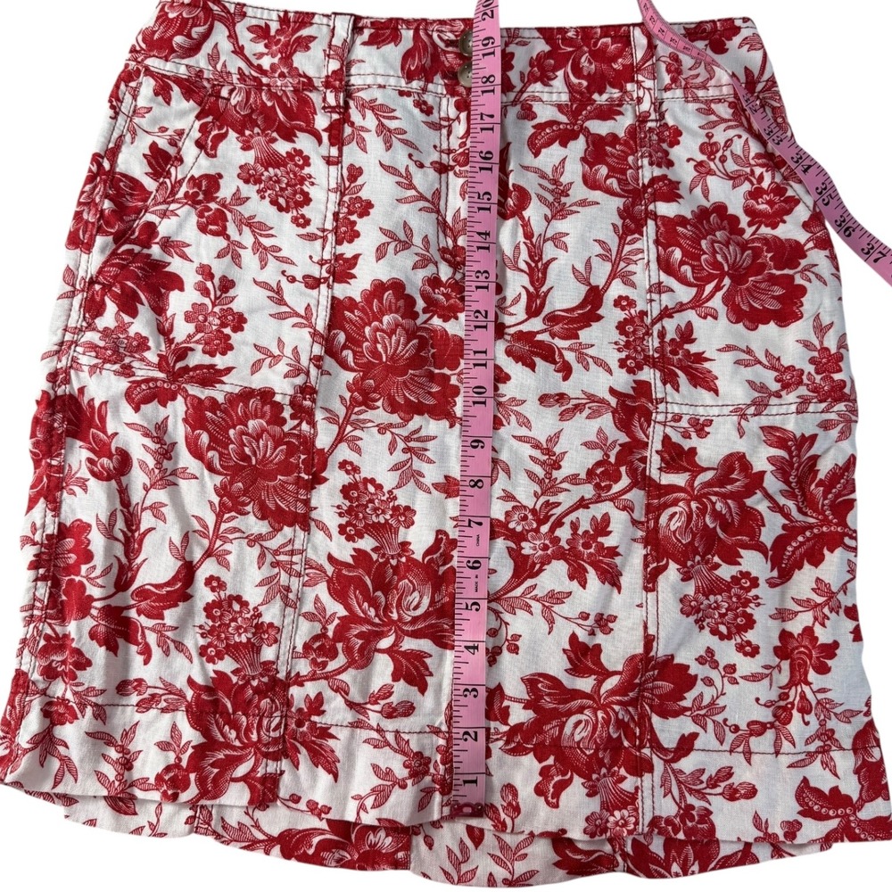 Ann Taylor Red White Floral Print Linen Skirt Womens Size 8‎ Cottagecore Casual - Picture 4 of 7